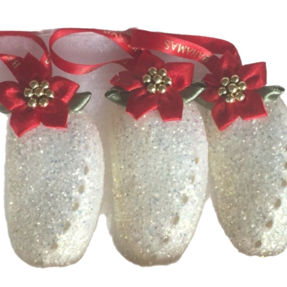 Vintage Glittered Shell Christmas Ornaments 24289